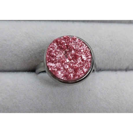 Csillogó Gyűrű Rózsaszín (12 mm-es ezüst színű alappal)