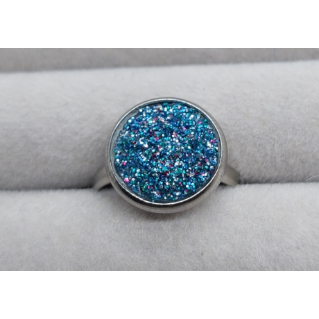 Csillogó Gyűrű Kék-Lila Irrizáló (12 mm-es ezüst színű alappal)