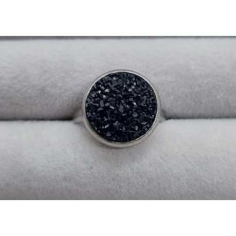 Csillogó Gyűrű Fekete (12 mm-es ezüst színű alappal)